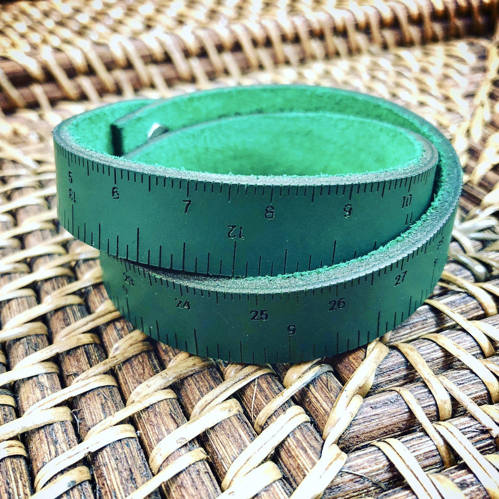 Firefly Fibers | Leather Wrist Ruler Green