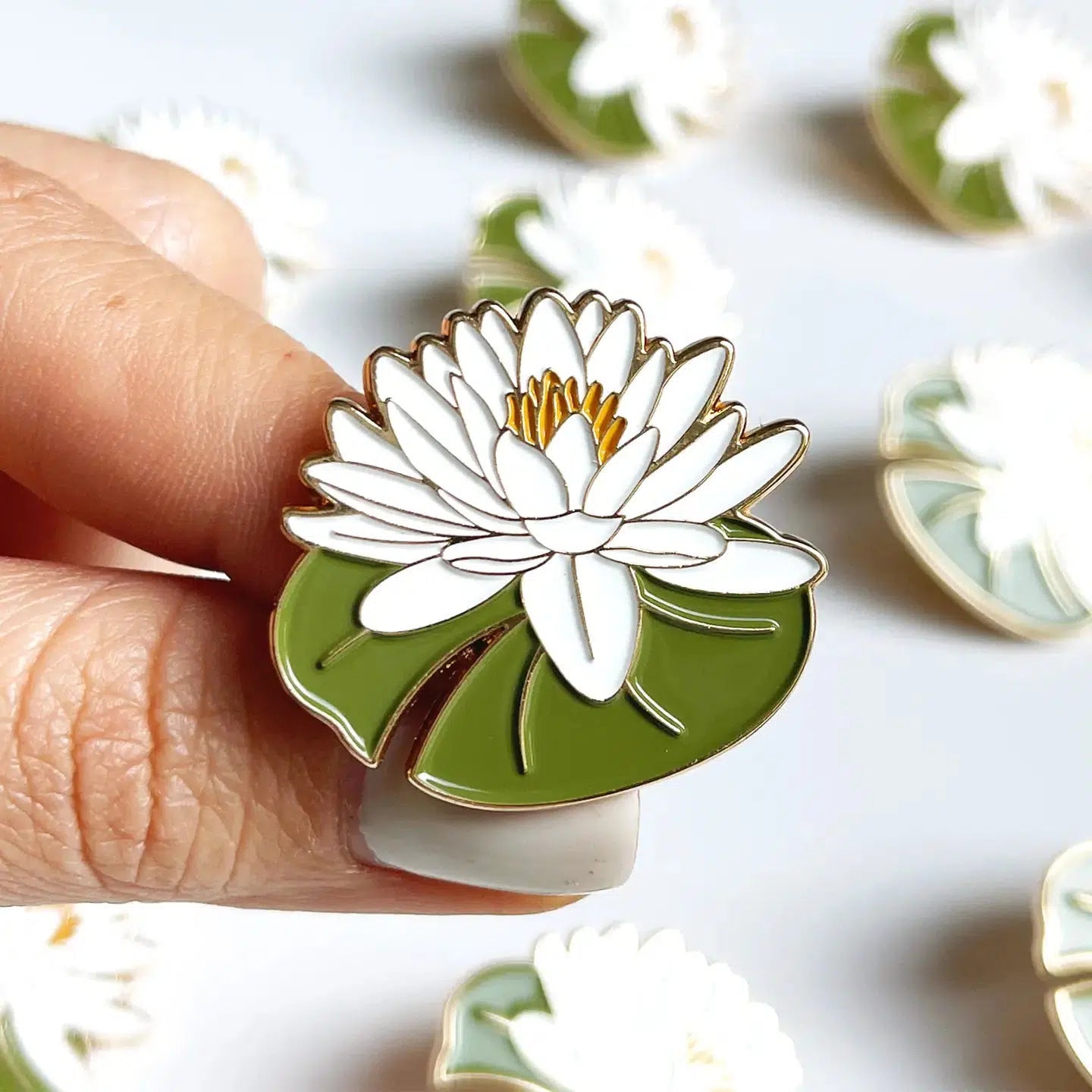 paper water lily flower Paper Anchor Co Enamel Pin
